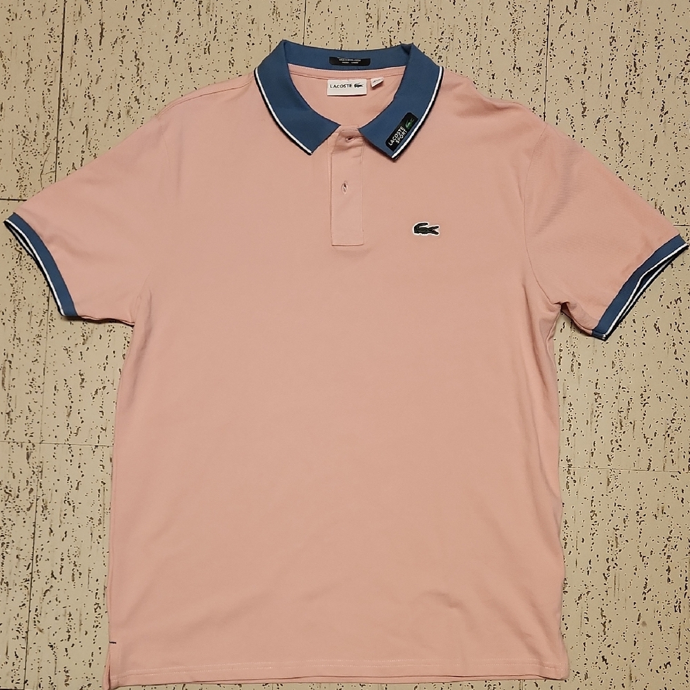 Lacoste Sport Bubblegum Pink 1/4 Button Down Polo Casual Dress Shirt